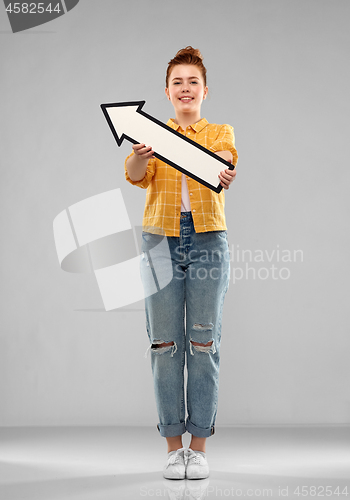 Image of teenage girl with arrow shows north west direction