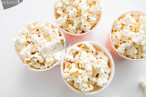 Image of close up of popcorn in disposable paper cups