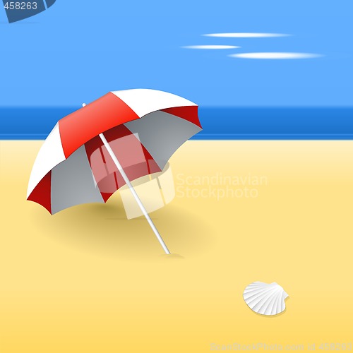 Image of Red beach umbrella