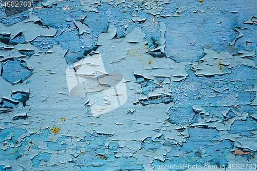 Image of Peeling blue paint background texture