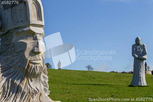 Image of Granite stone statues in the  Brittany Valley of the Saints