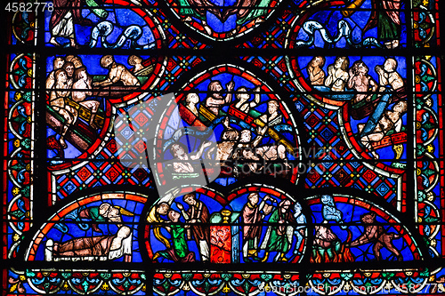 Image of Bourges cathedral stained glass, the Last Judgement Window