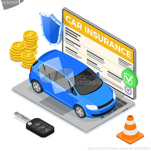 Image of Online Car Insurance Isometric Concept