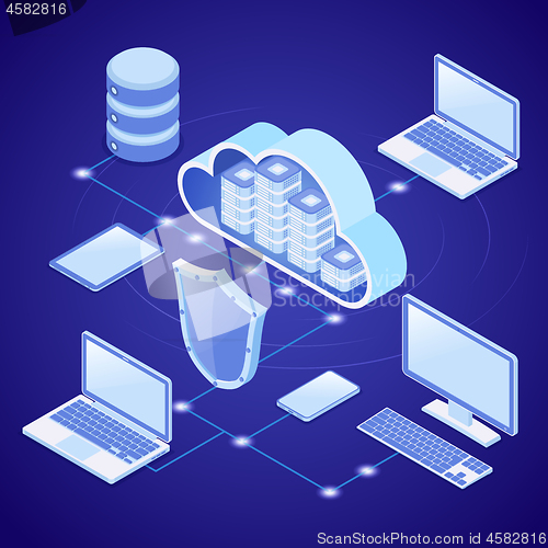 Image of Cloud Computing Technology Isometric