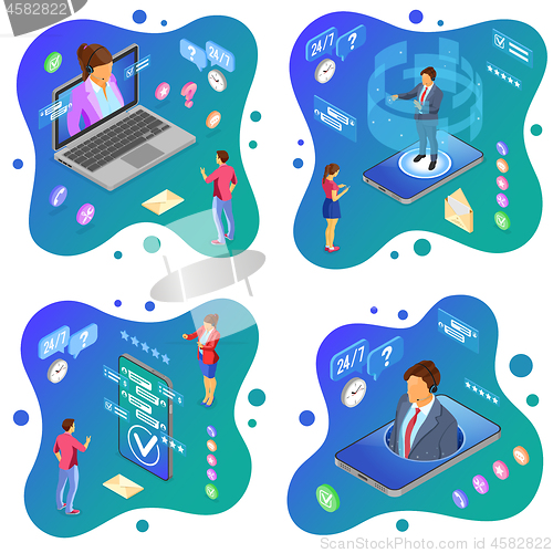 Image of Isometric Online Customer Support Templates