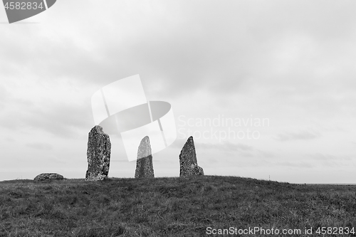 Image of Open landscape with ancient standing stones