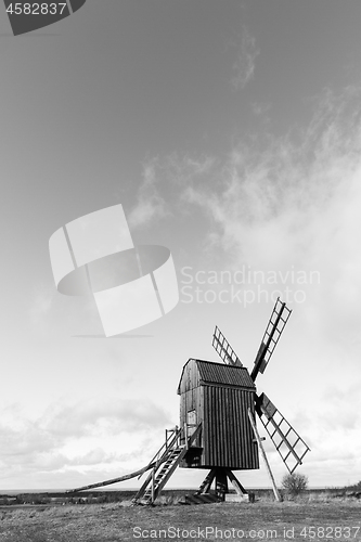 Image of Old windmill in an open landscape