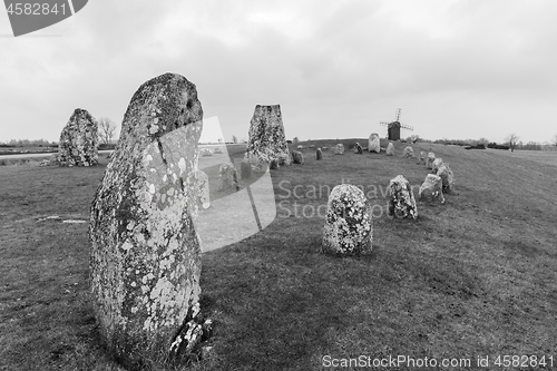 Image of Ancient ship formation with standing stones