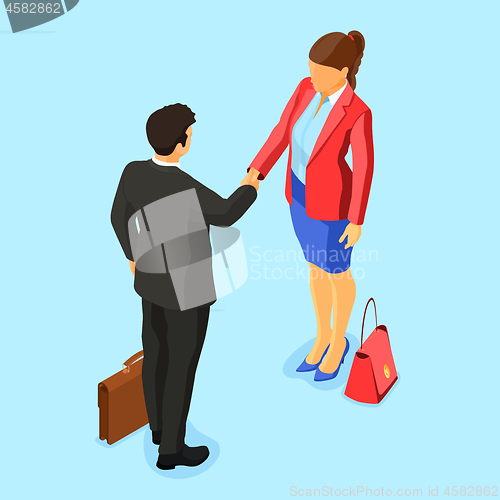 Image of Partnership Handshake Business Man and Woman