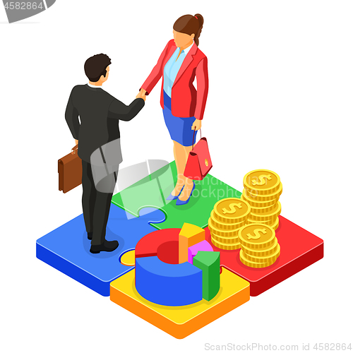 Image of Partnership, Handshake Business Man and Woman