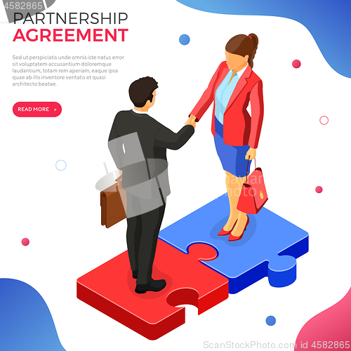 Image of Partnership, Handshake Business Man and Woman