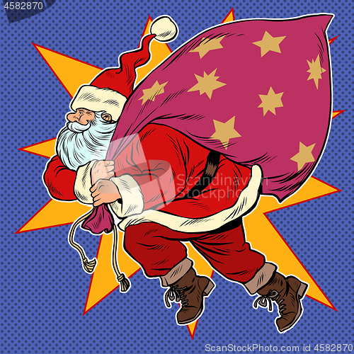 Image of Santa Claus with a bag of gifts