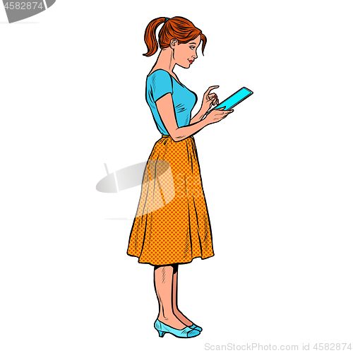 Image of Young woman with smartphone