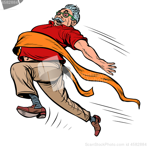 Image of old man grandpa runs