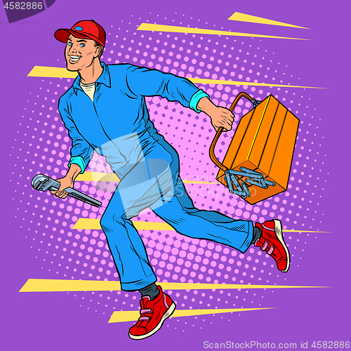 Image of Male master repairman runs