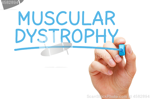 Image of Muscular Dystrophy Handwritten With Blue Marker