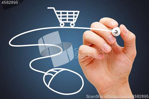 Image of Ecommerce Shopping Cart Computer Mouse Concept
