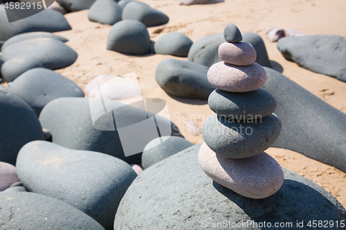 Image of Pebble tower on the beach