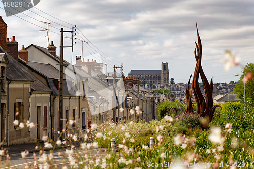 Image of Street In Bourges city and the cathedral, France