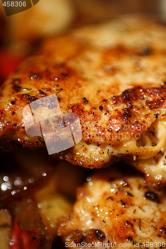 Image of pan fried chicken with roasted vegetables