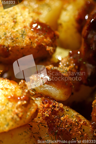Image of saute potatoes with red wine sauce