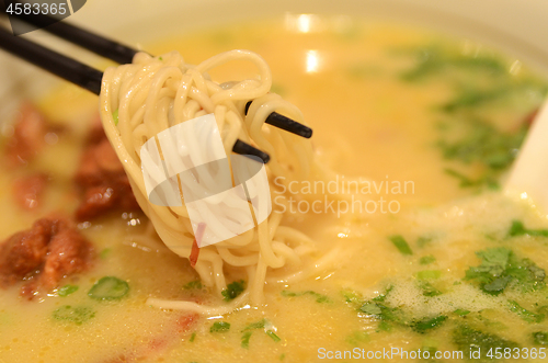 Image of Japanese ramen in restaurant