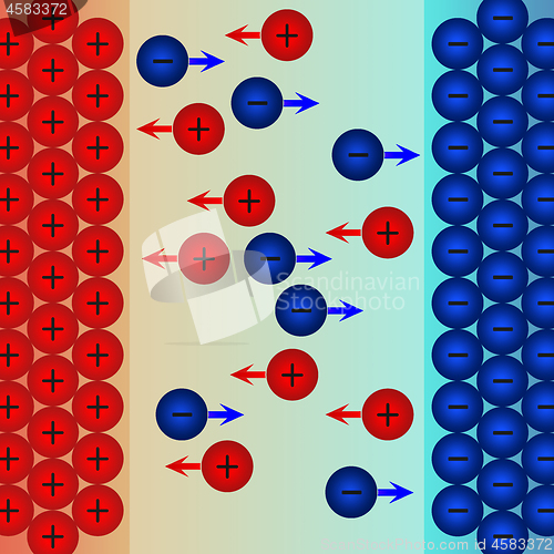 Image of Ions movement to negative electrode and positive electrode