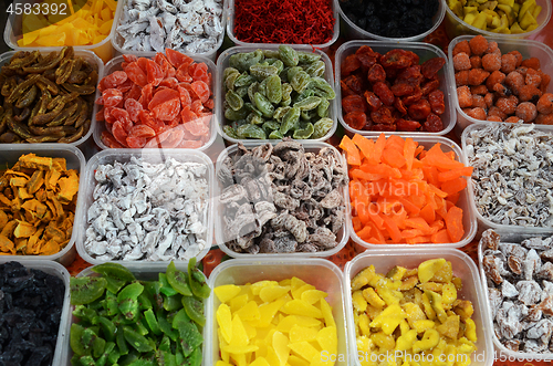 Image of Asseorted dried fruits and candy