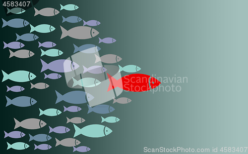 Image of Leadership fish graphic on blue background