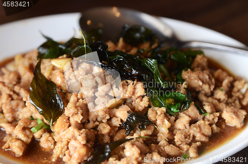 Image of Stir-fried with minced pork and basil