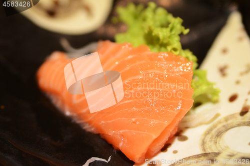 Image of Salmon sashimi in Japanese style 