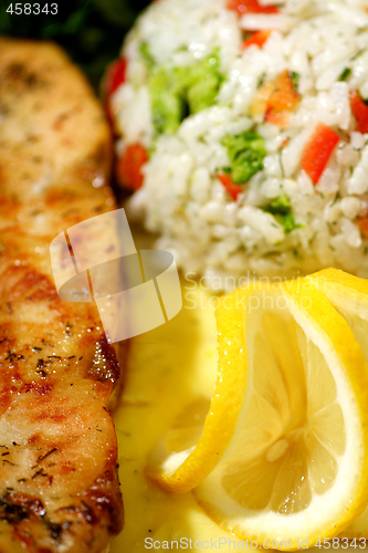 Image of lemon chicken with rice