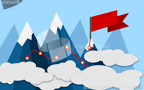 Image of Flag on the mountain, Success concept