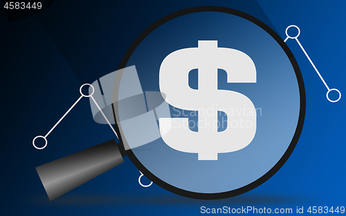 Image of Dollar sign with magnifying glass