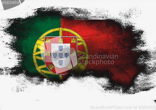 Image of Portugal flag painted with brush