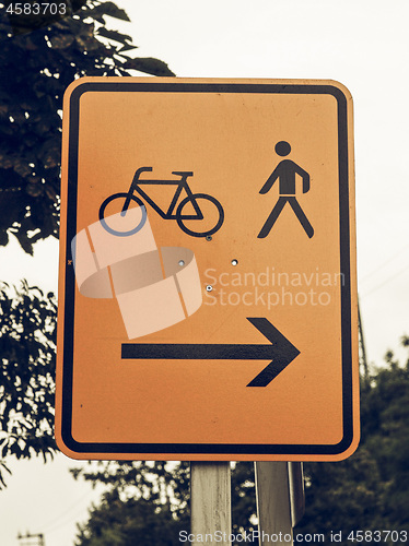 Image of Vintage looking Bike lane sign