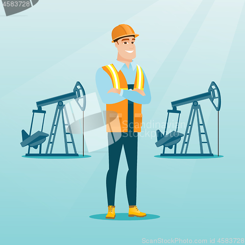 Image of Confident oil worker vector illustration.