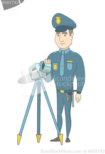 Image of Policeman with radar for traffic speed control.