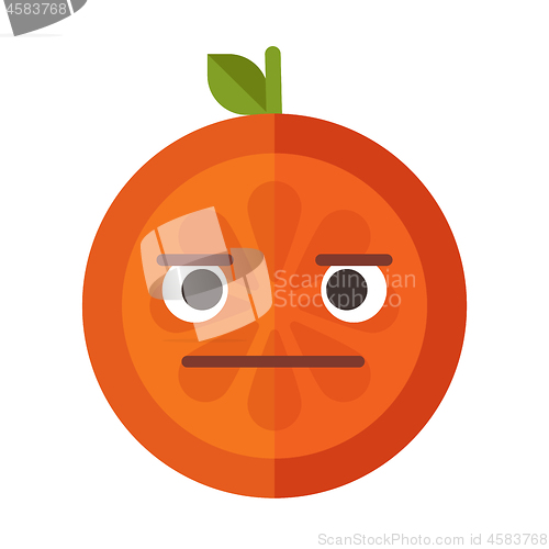 Image of Emoji - no words straight orange smile. Isolated vector.