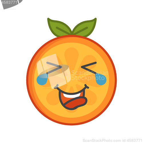 Image of Emoji - laughing with tears orange smile. Isolated vector.