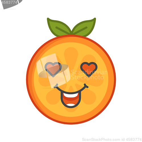 Image of Emoji - orange in love with happy smile. Isolated vector.