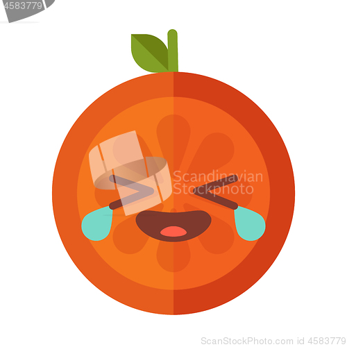 Image of Emoji - laughing with tears orange smile. Isolated vector.