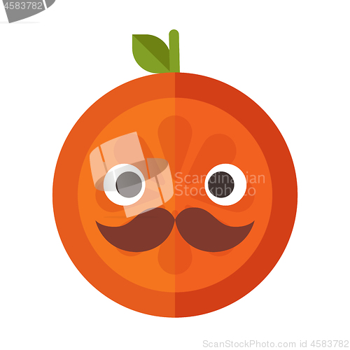 Image of Emoji - gentleman orange smile with mustache and monocle. Isolated vector.