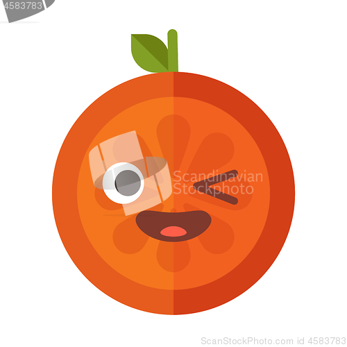 Image of Emoji - winking orange with happy smile. Isolated vector.