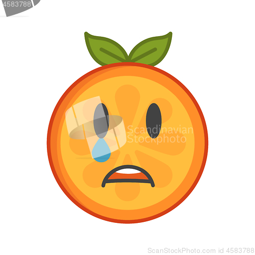 Image of Emoji - tears crying orange. Isolated vector.