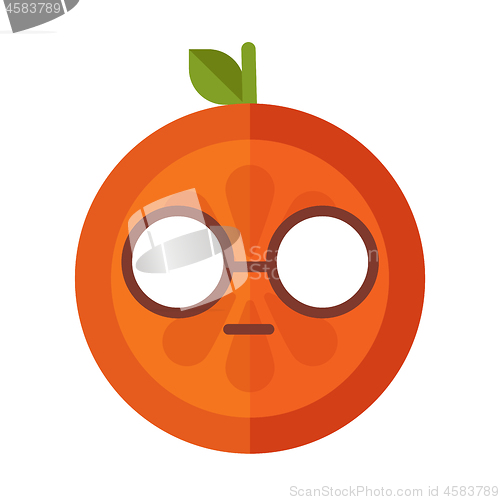 Image of Emoji - smart smiling orange with glasses. Isolated vector.