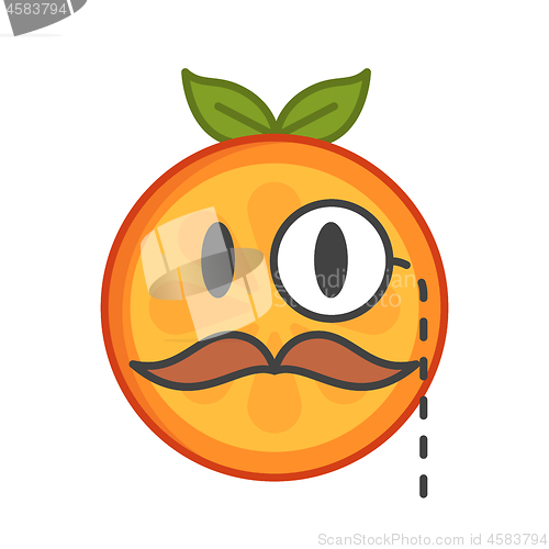 Image of Emoji - gentleman orange smile with mustache and monocle. Isolated vector.