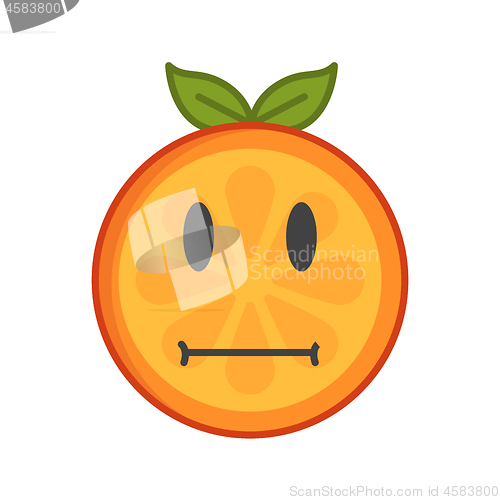 Image of Emoji - no words straight orange smile. Isolated vector.