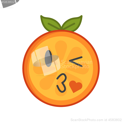 Image of Emoji - kiss orange smile. Isolated vector.