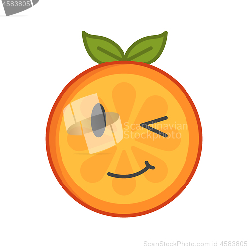 Image of Emoji - winking orange with happy smile. Isolated vector.